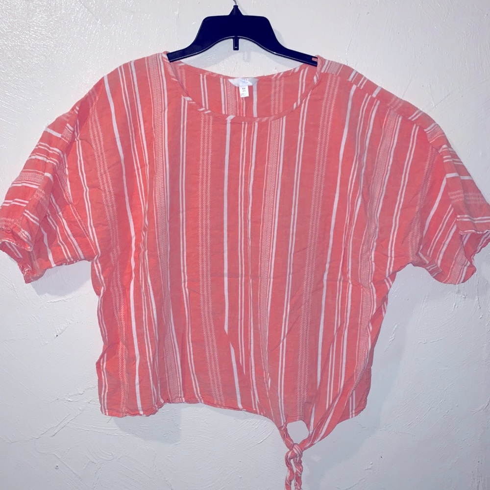 STRIPED peach and white summer shirt!